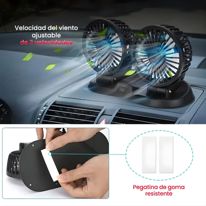 VENTILADOR 2 EN 1 PARA CARRO – Frescura inmediata, circulación eficiente y comodidad en cada trayecto