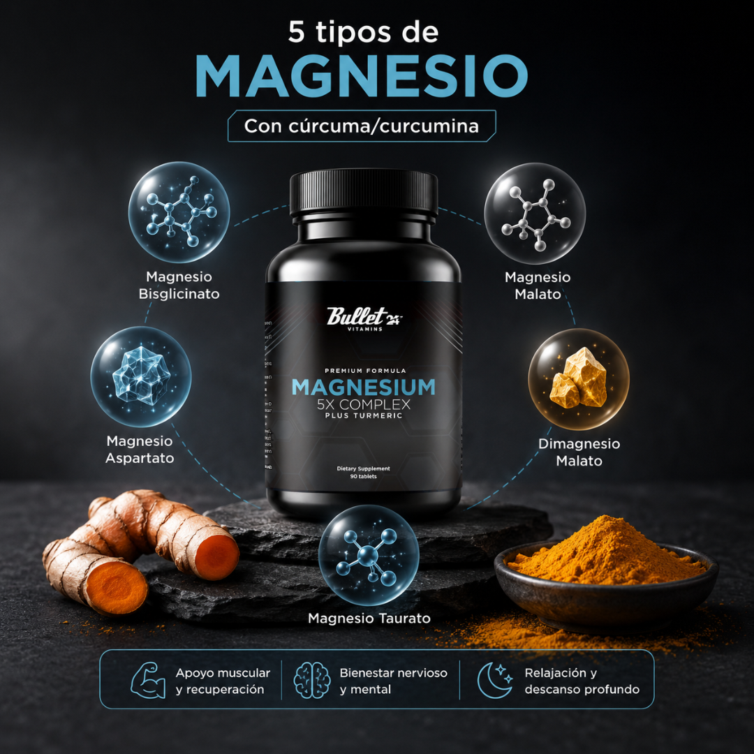 MAGNESIO 5X PLUS CON CÚRCUMA — Apoya tus músculos, articulaciones y bienestar diario