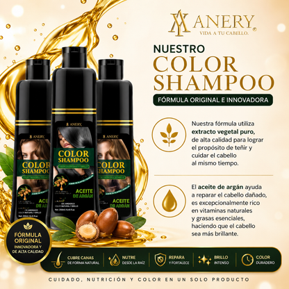 SHAMPOO COLOR – Cubre, matiza y realza tu cabello en negro o castaño desde la primera aplicación