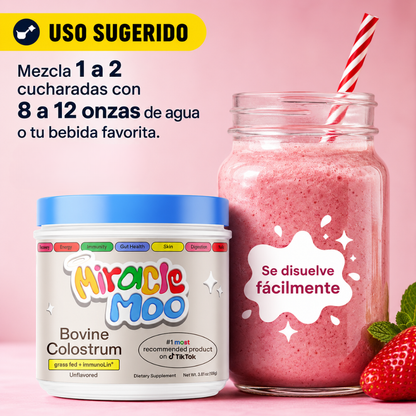 SUPLEMENTO DE CALOSTRO BOVINO MIRACLE MOO – Apoyo digestivo e inmune diario