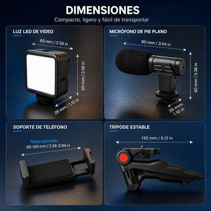 TRIPODE CON LUZ LED Y MICROFONO MODELO AY49G – Crea contenido con mejor luz, audio y estabilidad