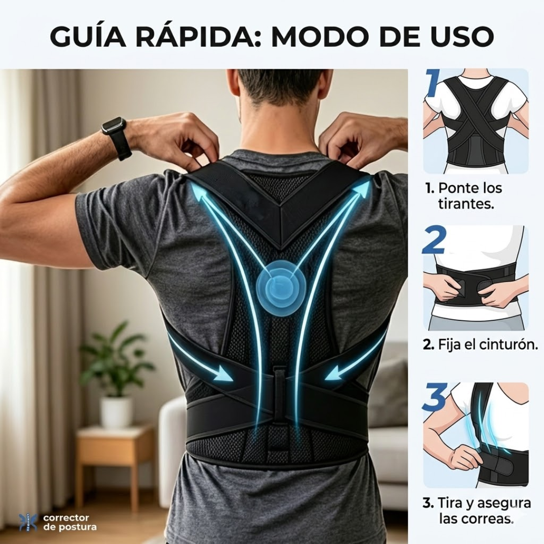 CORRECTOR POSTURAL AJUSTABLE – Mejora tu postura, soporte lumbar y comodidad diaria