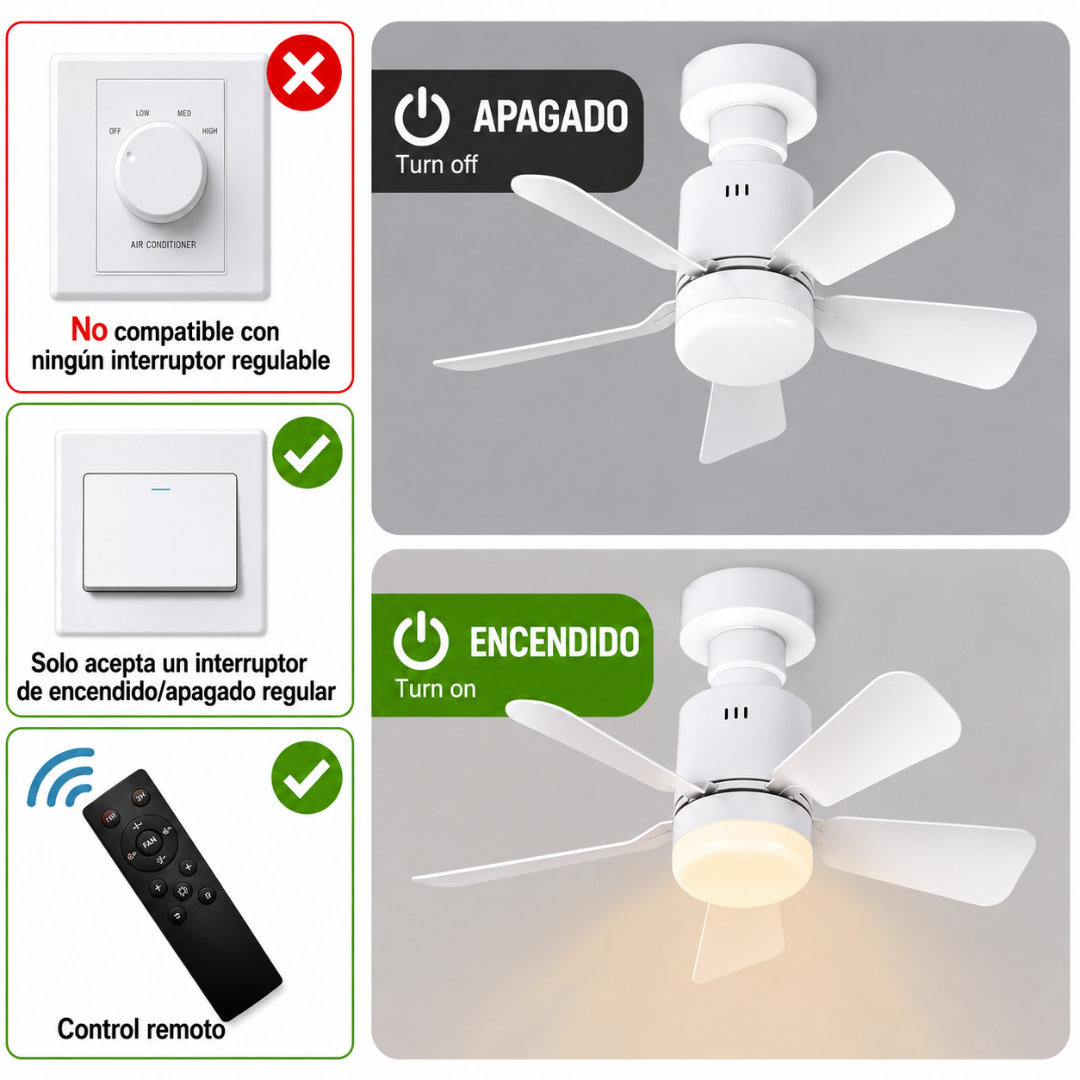 BOMBILLO VENTILADOR CON DISEÑO MODERNO 2 EN 1 – Iluminación ajustable, ventilación práctica y ahorro de energía en un solo producto