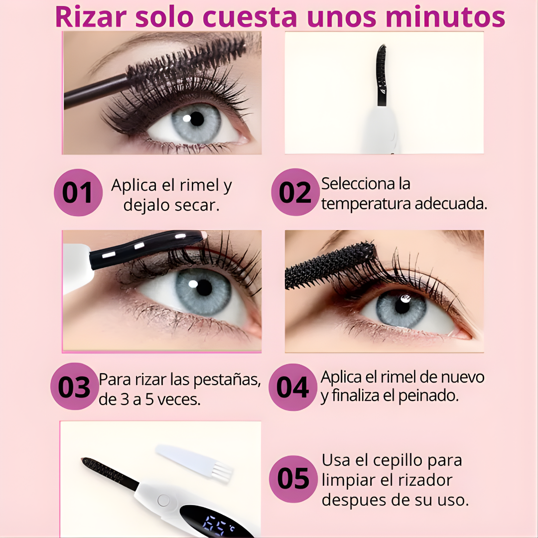 RIZADOR ELÉCTRICO – Curvatura duradera, efecto natural y mirada más definida en minutos