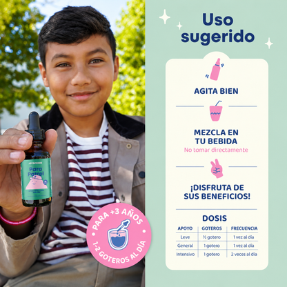 PARA PATROL — Apoyo digestivo antiparásitos para niños en sabor frambuesa