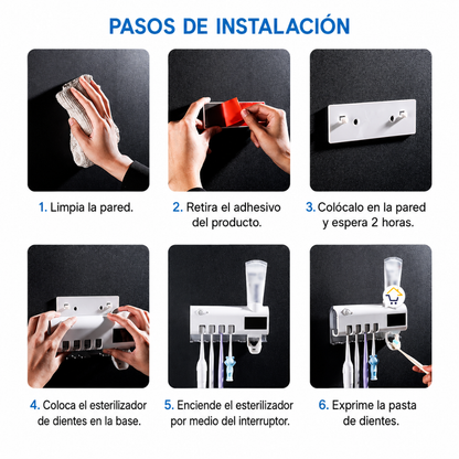 ESTERILIZADOR INTELIGENTE PARA CEPILLO DE DIENTES — El cepillo más limpio de tu baño