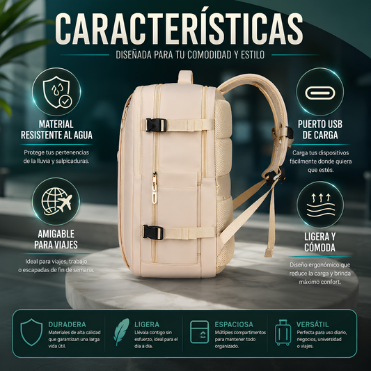 MOCHILA VIAJERA – Expansible para viaje