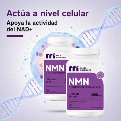 NMN COMPLEX 1,000MG 60 CÁPSULAS — Siéntete más activo, enfocado y con la vitalidad que el cuerpo va perdiendo con los años