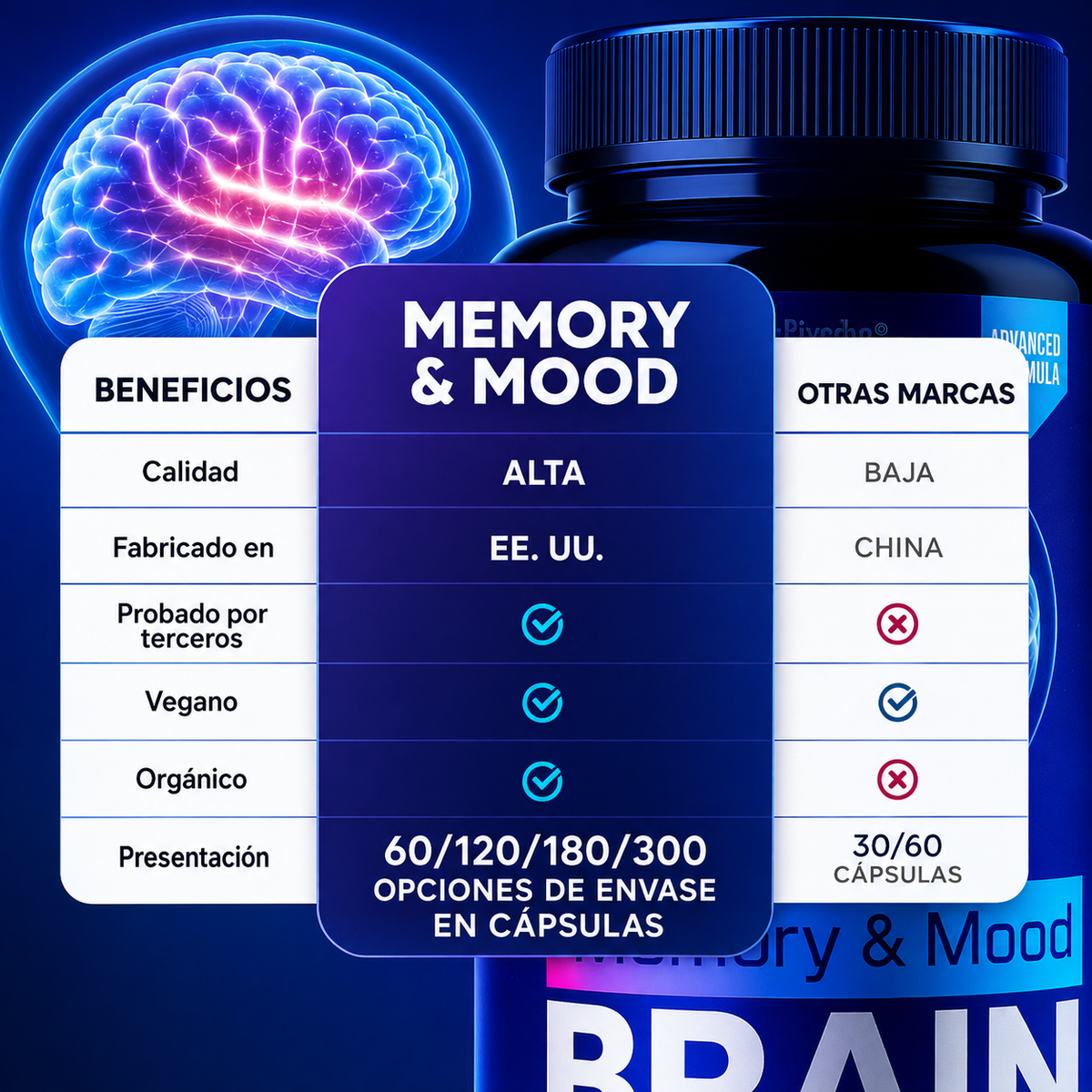 BRAIN MEMORY AND MOOD – Memoria, enfoque y nutrición cerebral para mantener tu mente activa cada día