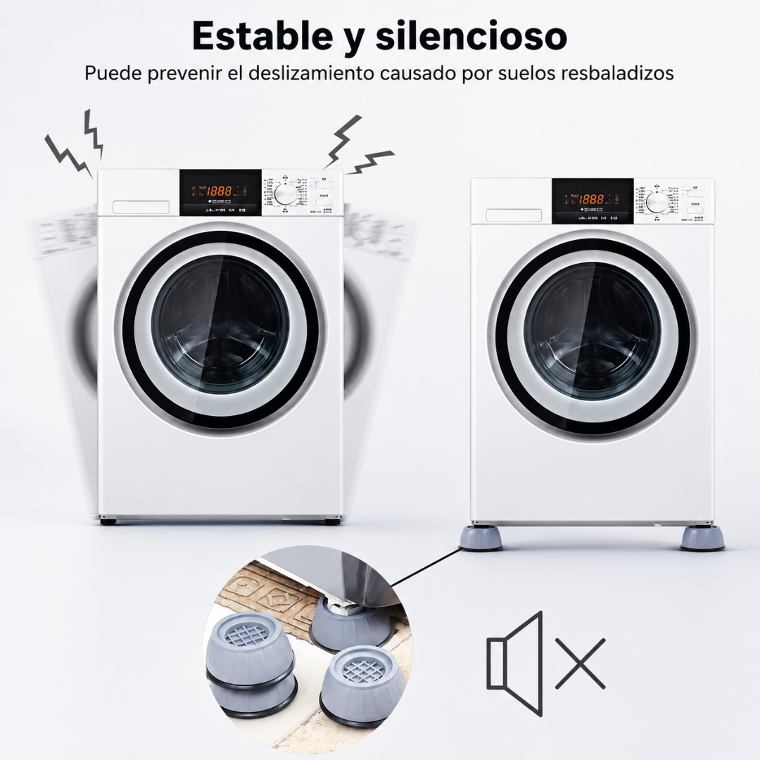 BASE PARA LAVADORA ANTIVIBRACIÓN (PACK x4) – Estabilidad total, menos movimiento y protección para tu hogar