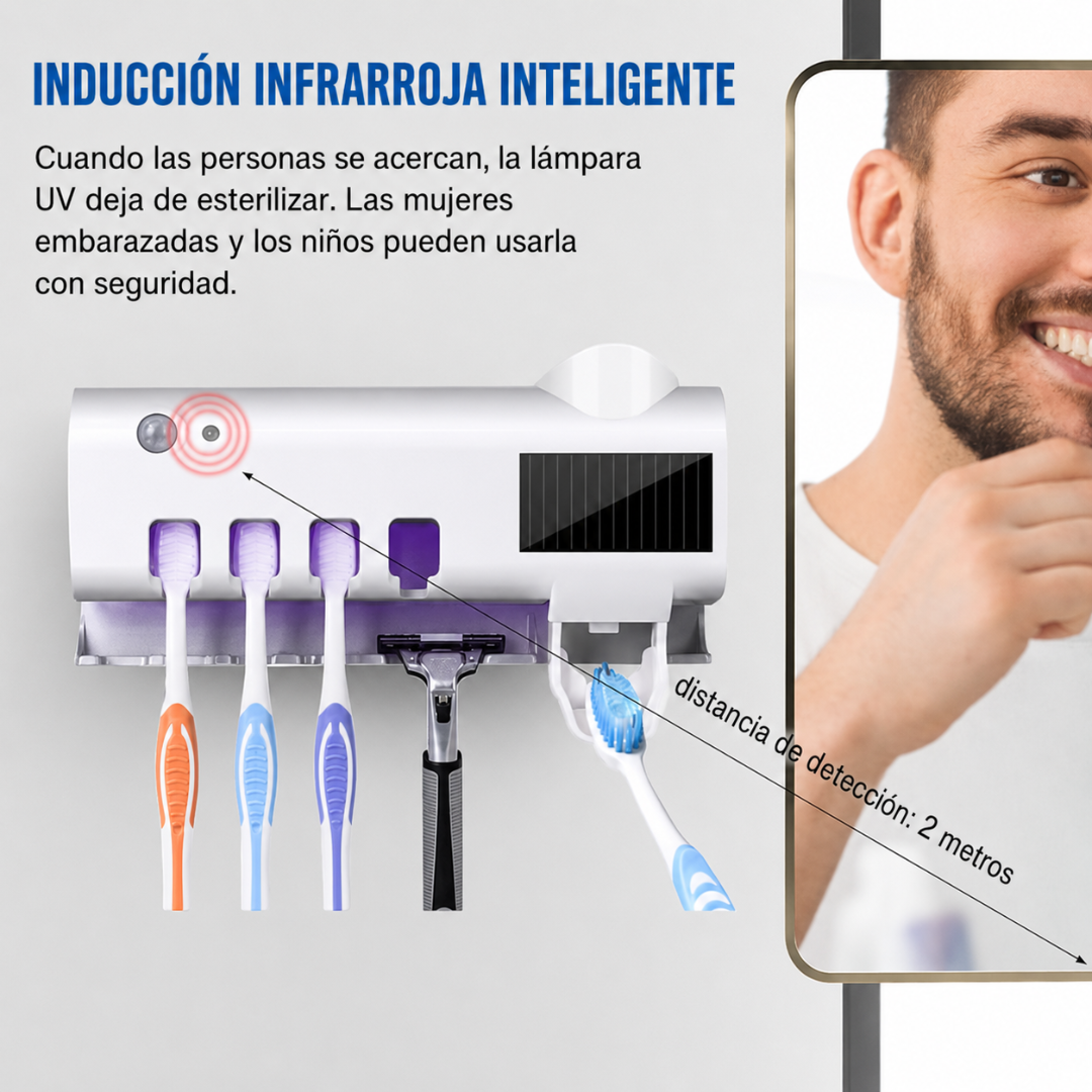 ESTERILIZADOR INTELIGENTE PARA CEPILLO DE DIENTES — El cepillo más limpio de tu baño