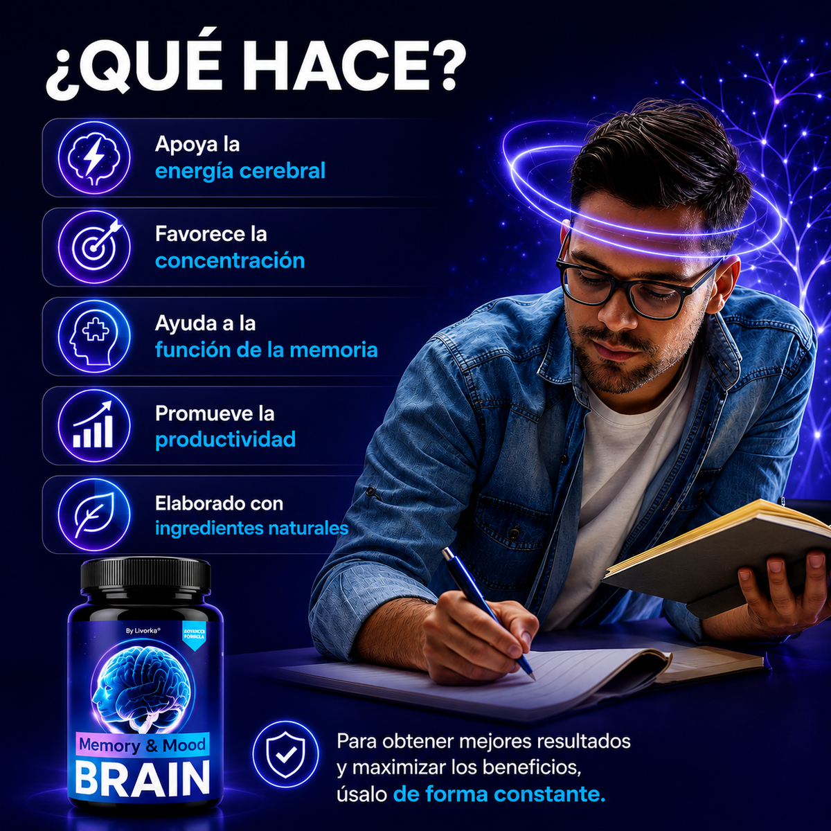 BRAIN MEMORY AND MOOD – Memoria, enfoque y nutrición cerebral para mantener tu mente activa cada día
