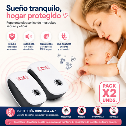 REPELENTE ANTIPLAGAS PACK X2 – Protección práctica contra plagas, solo conecta y deja actuar