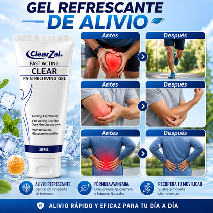 CLEARZAL FAST ACTING CLEAR GEL – Alivio tópico refrescante para músculos, articulaciones y zonas sensibles