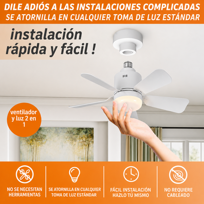 BOMBILLO VENTILADOR CON DISEÑO MODERNO 2 EN 1 – Iluminación ajustable, ventilación práctica y ahorro de energía en un solo producto