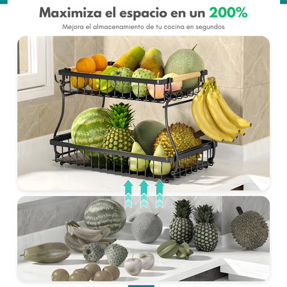 ORGANIZADOR MULTIFUNCIONAL DE 2 NIVELES – Cocina ordenada, espacio optimizado y alimentos siempre a la vista