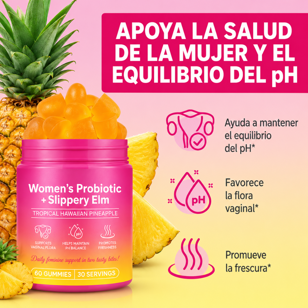 WOMEN'S PROBIOTIC+ SLIPPERY ELM — Bienestar íntimo femenino en gomitas de piña