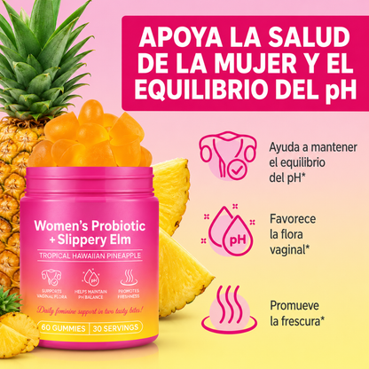 WOMEN'S PROBIOTIC+ SLIPPERY ELM — Bienestar íntimo femenino en gomitas de piña