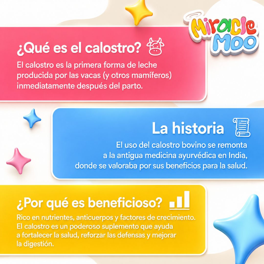 SUPLEMENTO DE CALOSTRO BOVINO MIRACLE MOO – Apoyo digestivo e inmune diario