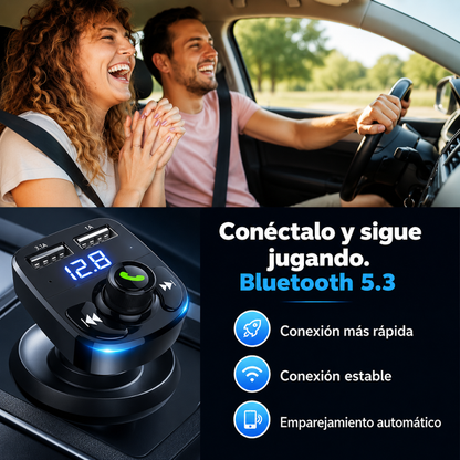 CARGADOR MULTIFUNCIONAL CARRO — Carga el celular y pon música sin cables