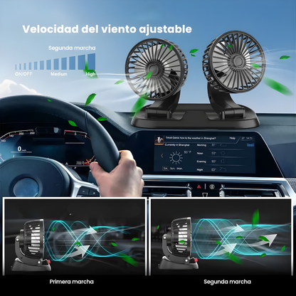 VENTILADOR 2 EN 1 PARA CARRO – Frescura inmediata, circulación eficiente y comodidad en cada trayecto