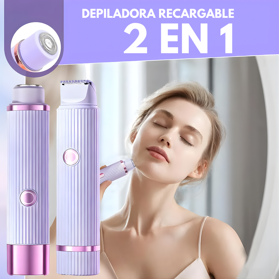 DEPILADORA RECARGABLE 2 EN 1 ROSA CON MORADA – Piel suave, depilación práctica y cuidado sin irritación