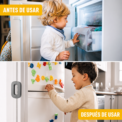 SISTEMA DE CIERRE PARA NEVERA Y ARMARIOS (PACK*3) — Protección infantil sin taladro ni herramientas