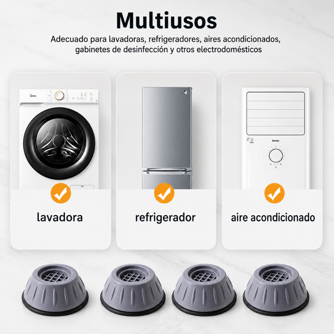 BASE PARA LAVADORA ANTIVIBRACIÓN (PACK x4) – Estabilidad total, menos movimiento y protección para tu hogar