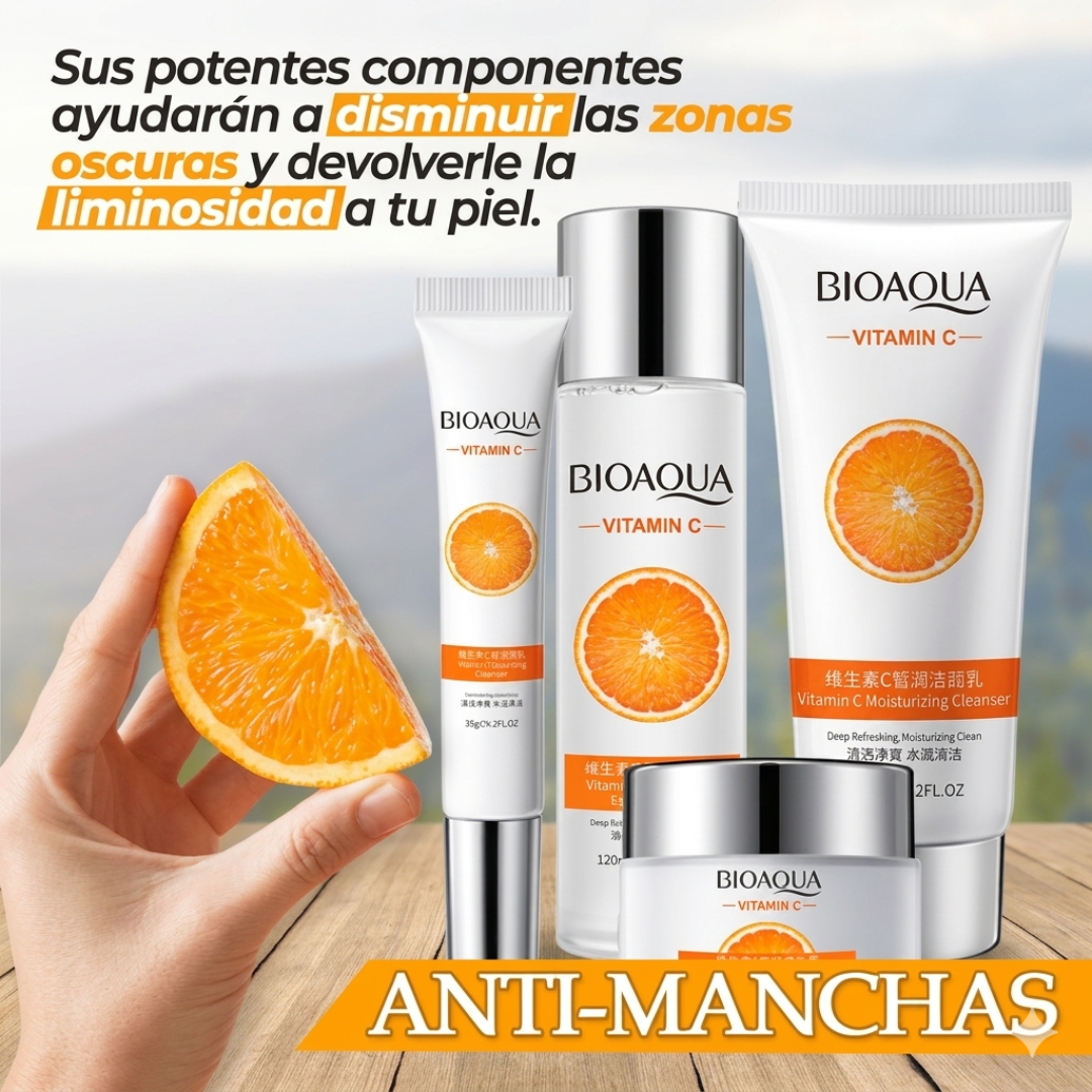 KIT DE VITAMINA C BIOAQUA - Rutina completa iluminadora y antimanchas