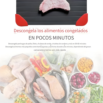 PLACA DESCONGELADORA RÁPIDA – Descongela carnes y alimentos 3 veces más rápido sin electricidad ni microondas