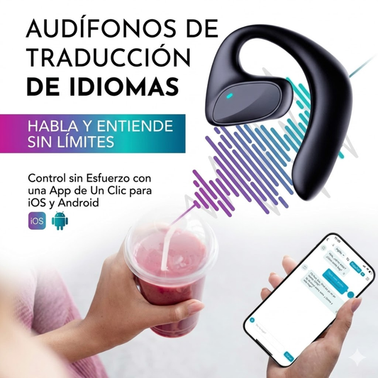 AUDIFONO CON MICROFONO Y AUDIO TRADUCTOR — Música, llamadas y traducción en tiempo real, todo en el mismo audífono
