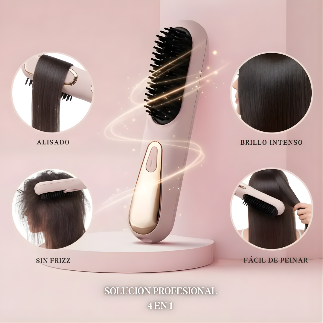 CEPILLO ALISADOR INALÁMBRICO – Cabello perfecto en minutos, sin cables y estés donde estés