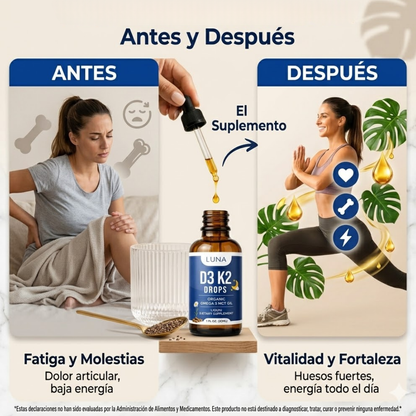 BELLA ALL NATURAL VITAMIN D3 K2 DROPS – Apoyo nocturno para metabolismo, bienestar y control corporal