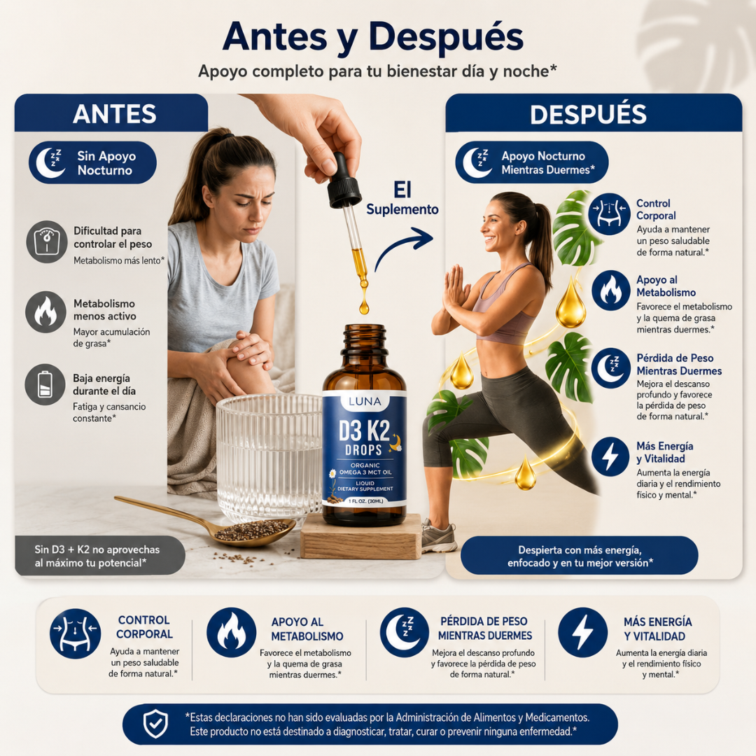 BELLA ALL NATURAL VITAMIN D3 K2 DROPS – Apoyo nocturno para metabolismo, bienestar y control corporal