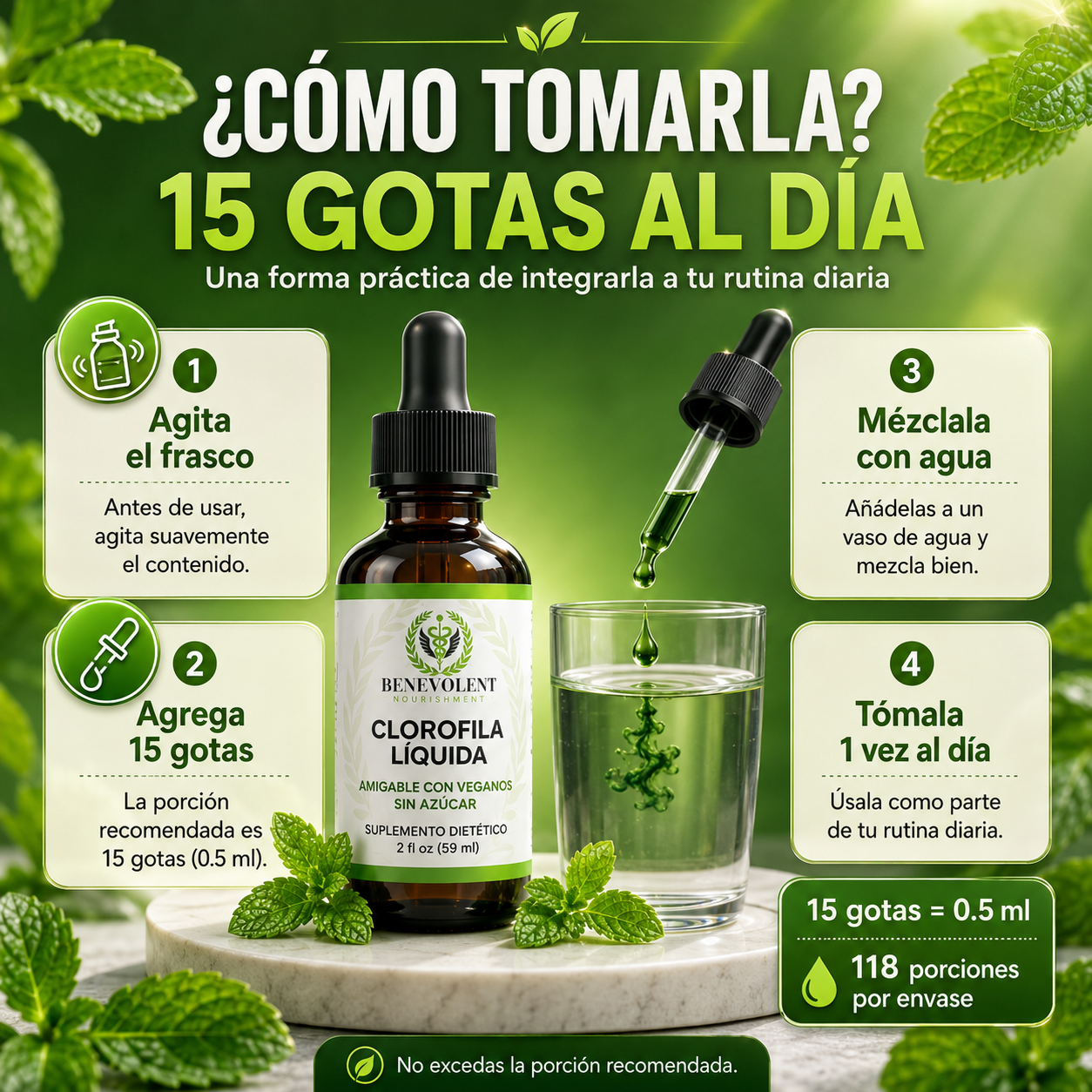 CLOROFILA BENEVOLENT X 60 ML – Apoyo digestivo para sentirte más ligera cada día