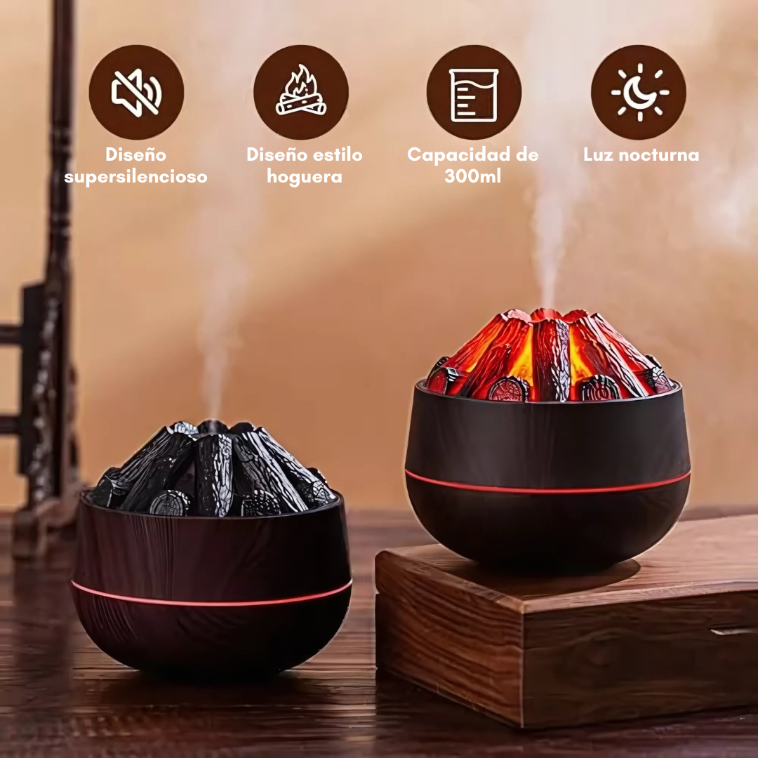 HUMIDIFICADOR VOLCÁN CON LUZ AMBIENTAL – Aire más fresco, ambiente relajante y diseño visual único