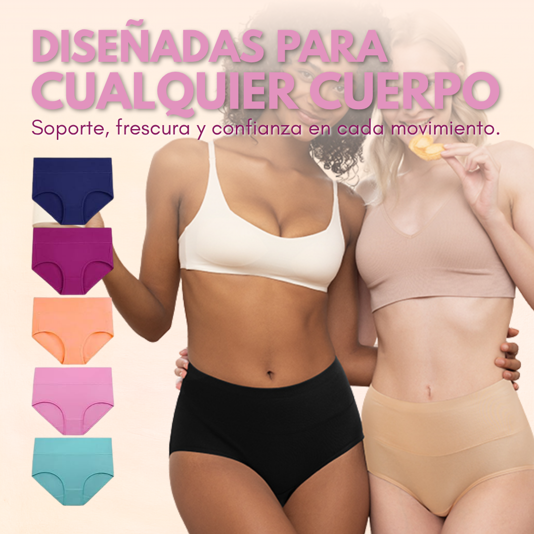 PACK*5 BRAGAS EN ALGODÓN CON CINTURA ALTA – Comodidad, ajuste y suavidad para tu día a día