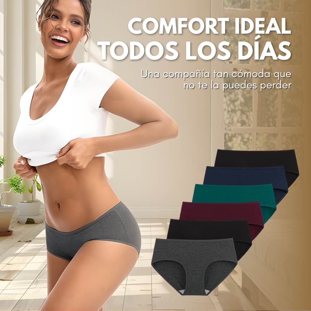 PACK*6 PANTIES EN ALGODÓN ESTILO HIPSTER – Comodidad, suavidad y libertad para tu día a día