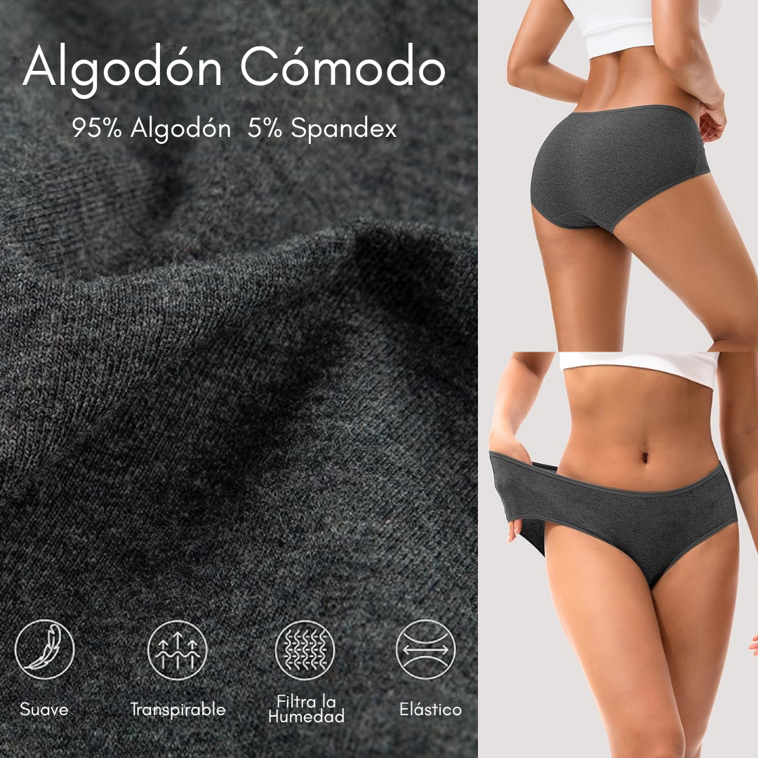 PACK*6 PANTIES EN ALGODÓN ESTILO HIPSTER – Comodidad, suavidad y libertad para tu día a día