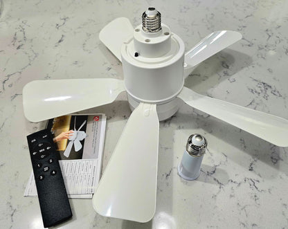 BOMBILLO VENTILADOR CON DISEÑO MODERNO 2 EN 1 – Iluminación ajustable, ventilación práctica y ahorro de energía en un solo producto