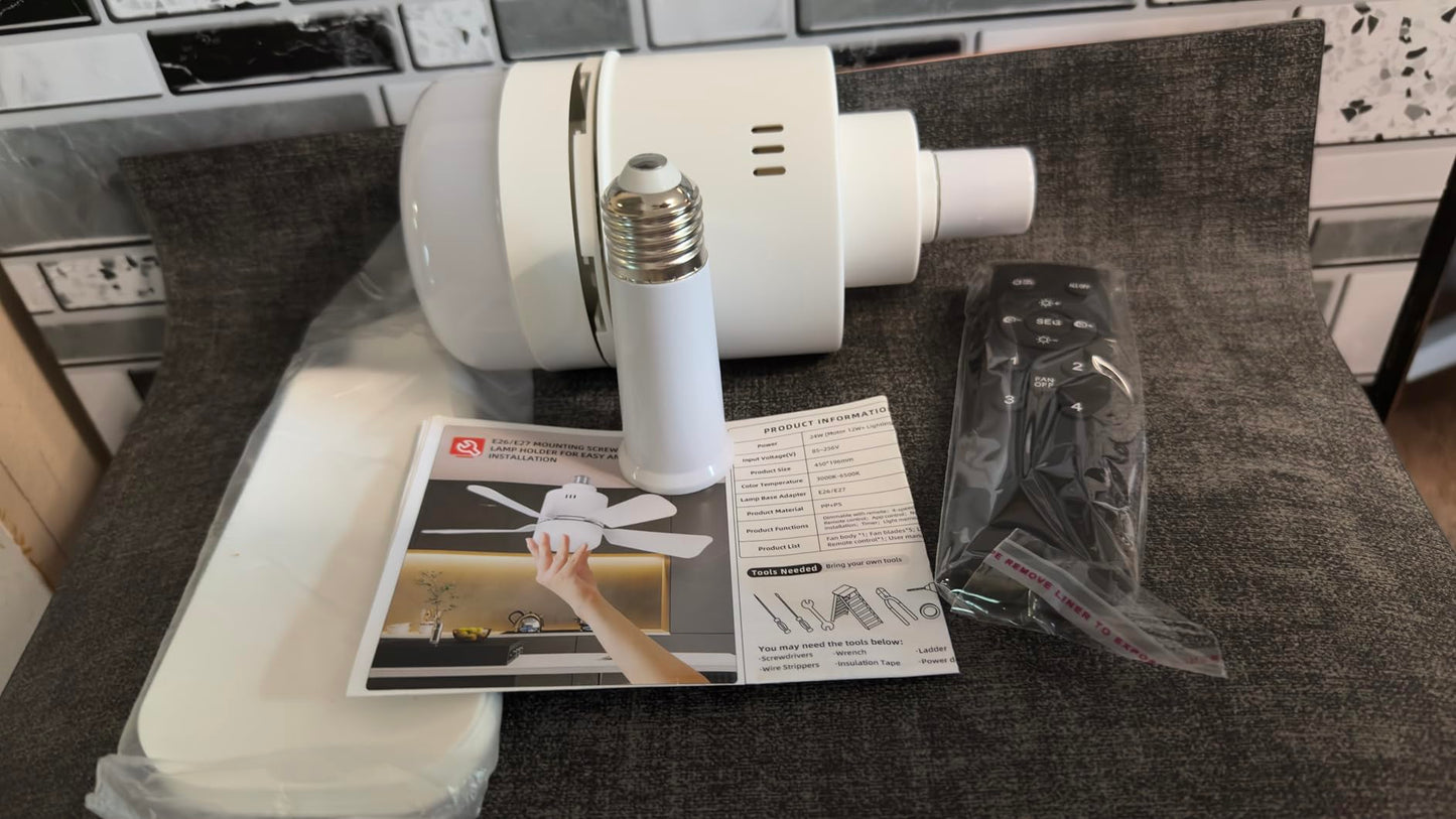 BOMBILLO VENTILADOR CON DISEÑO MODERNO 2 EN 1 – Iluminación ajustable, ventilación práctica y ahorro de energía en un solo producto
